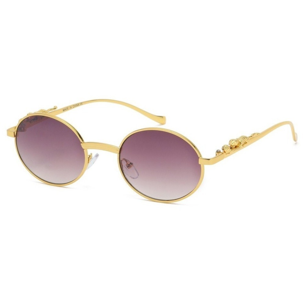 Oval Sunglasses Gold Frame Dragon Accents Fashion Shades Men Street Wear Hip Hop